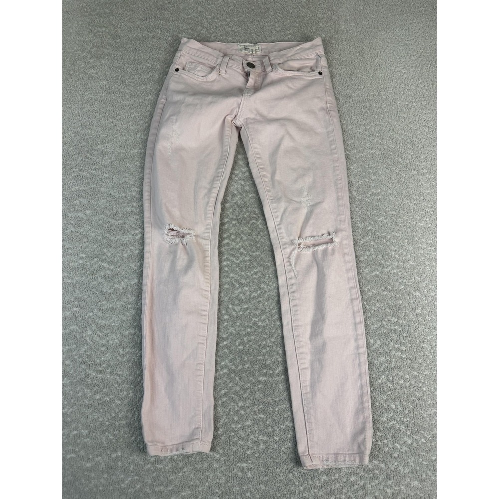 Current/Elliott Jeans Womens 24 Pink The Stiletto Skinny Distressed Denim USA